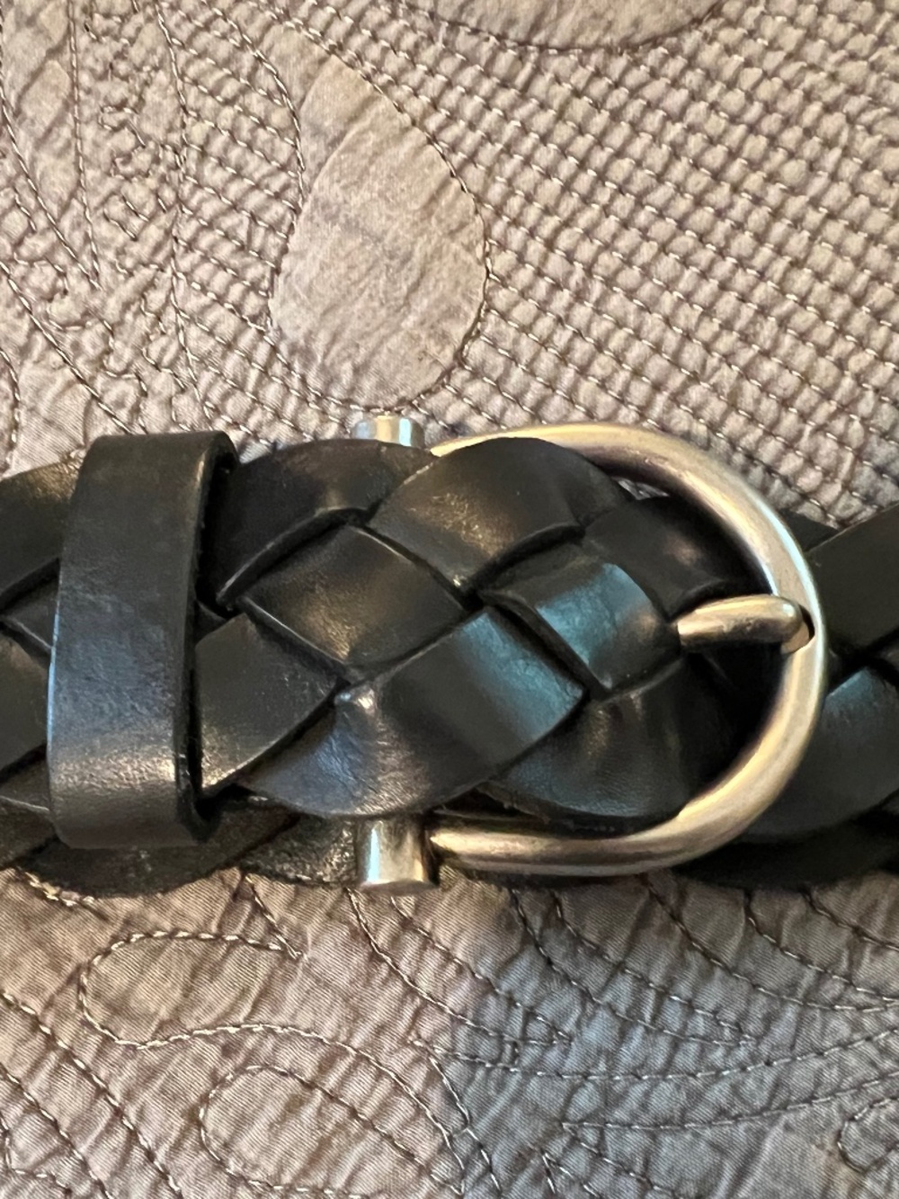 Trask Black Woven Leather Belt 34 Unisex Classic Quality NWOT